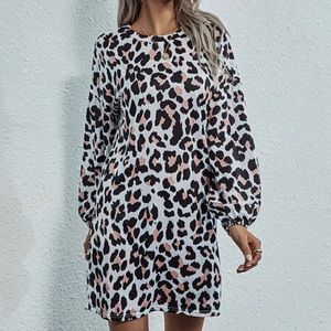 🤯MOVING SALE🤯 lantern sleeve pink leopard dress